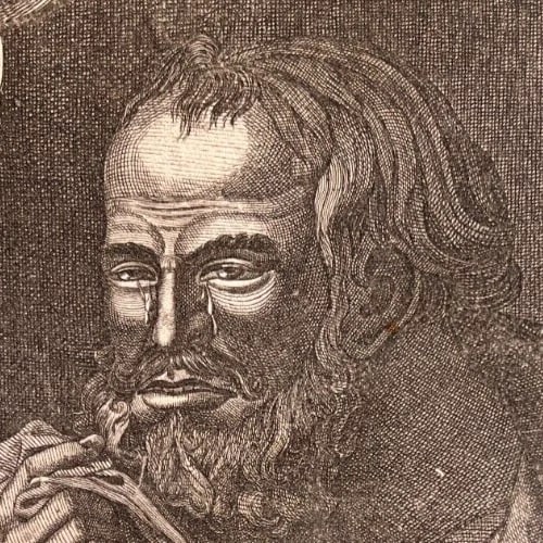Antique Etching Original Heraclitus, Portrait signed - 4