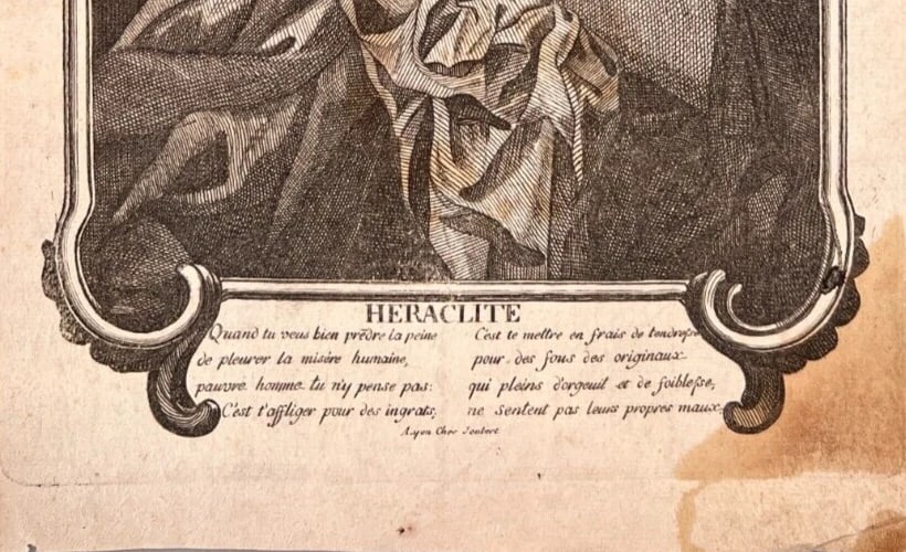 Antique Etching Original Heraclitus, Portrait signed - 7