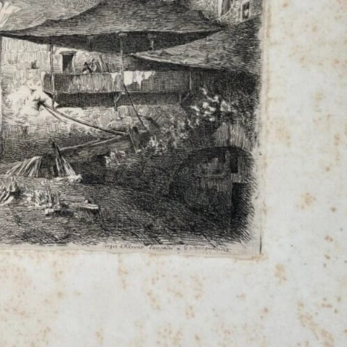 Landscape Forges Allevard Dauphine House People Antique Etching Original - 6