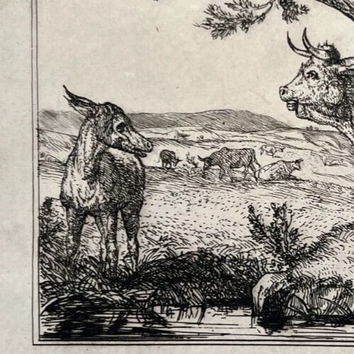 Louis GUY (1824-1888) Landscape, Cows 1875 - Etching Original - 4