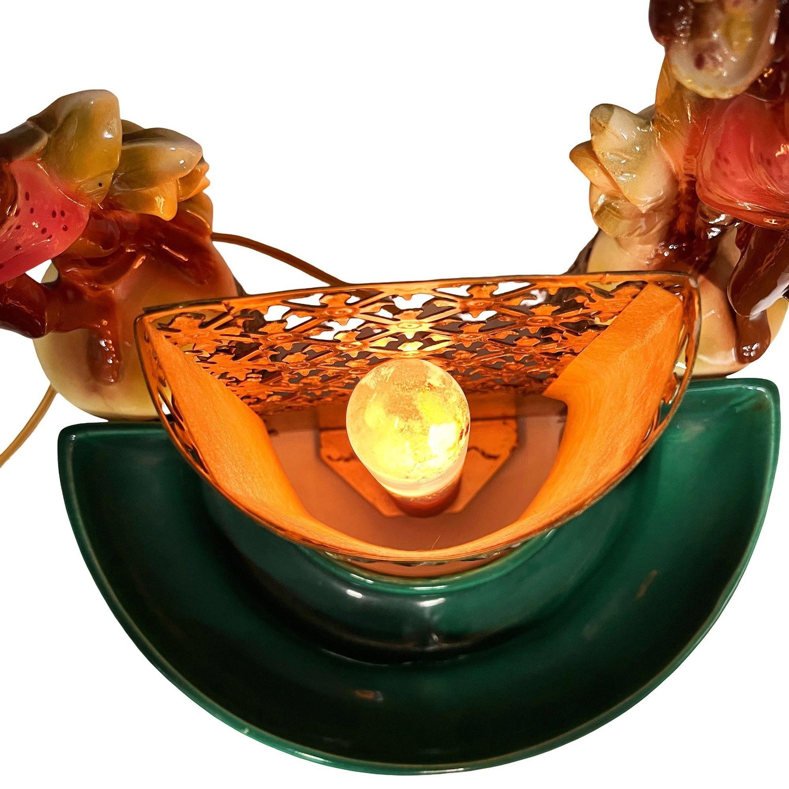 Mid-Century Hawaiian Themed Brass & Ceramic TV Lamp & Planter by Sierra Columbia - 5