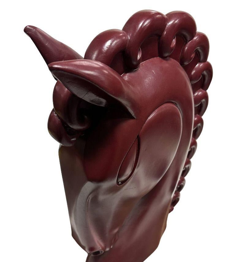 Viktor Schreckengost Styled Fiberglass Horse Bust on Hardwood Base - 3
