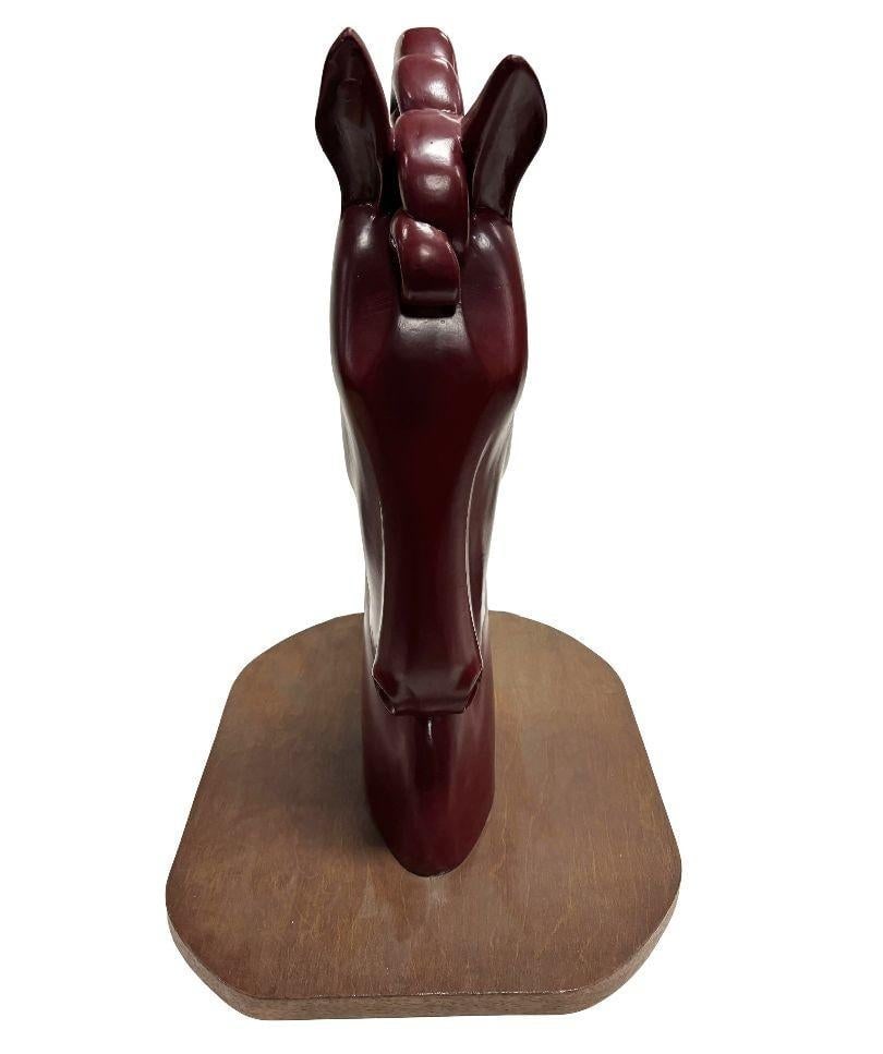 Viktor Schreckengost Styled Fiberglass Horse Bust on Hardwood Base - 4