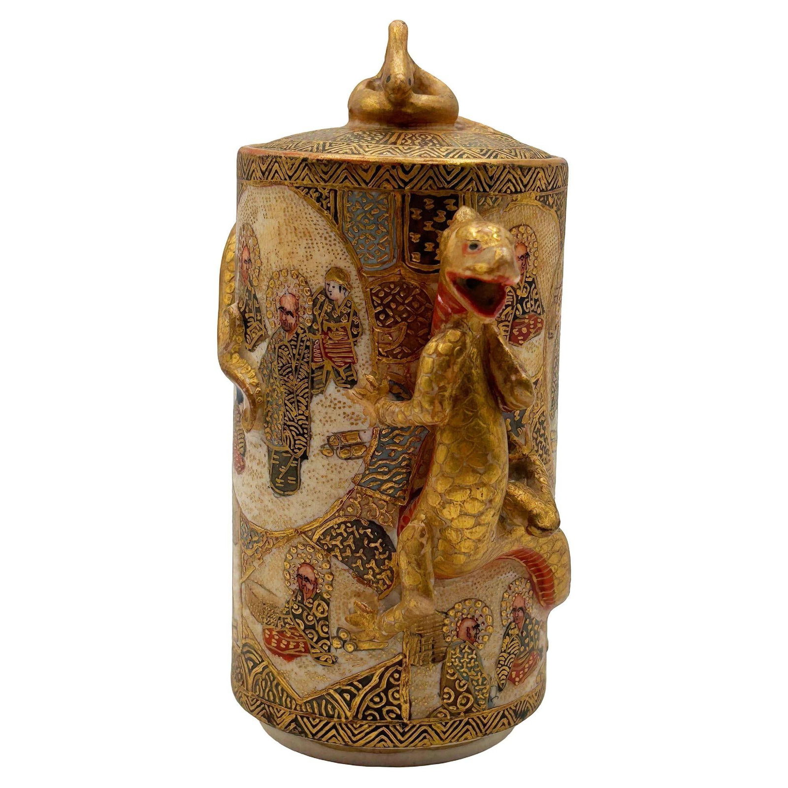 Gyokushu Satsuma Earthenware Saki Pitcher, C. Meiji Period - 4