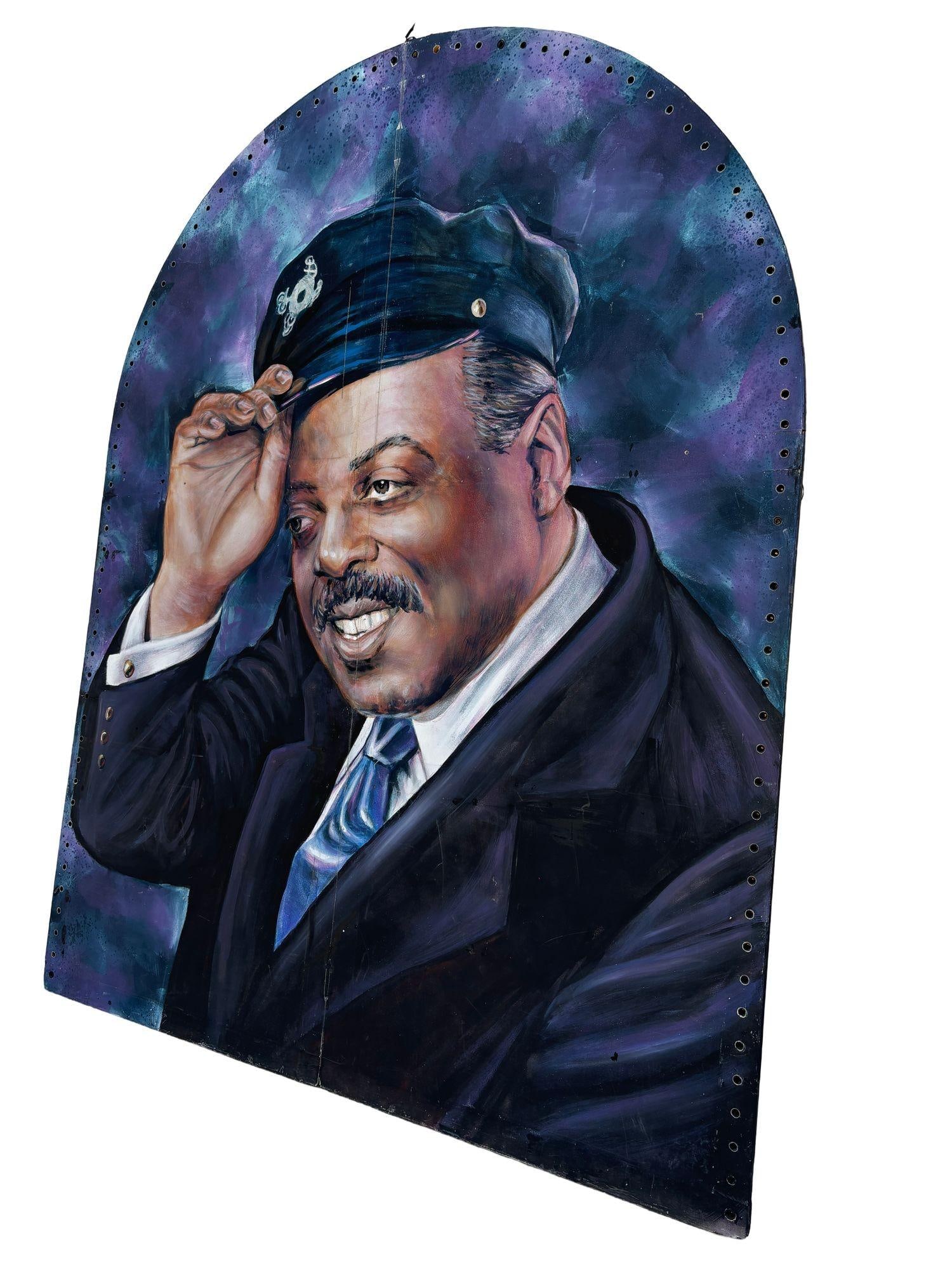 10' Foot Tall Oil on Canvas Portrait of Count Basie Light Up Folding Screen - 2