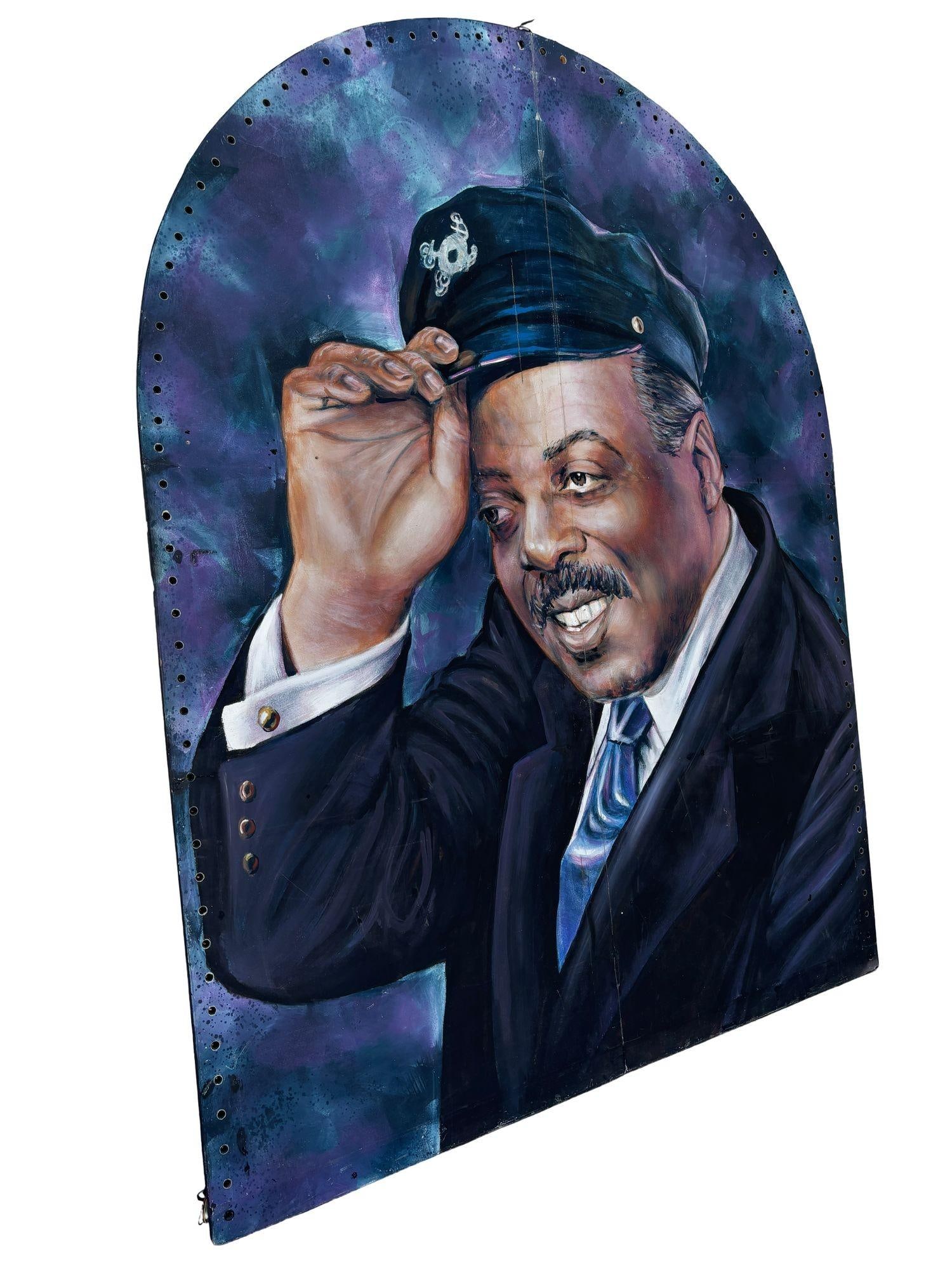 10' Foot Tall Oil on Canvas Portrait of Count Basie Light Up Folding Screen - 3