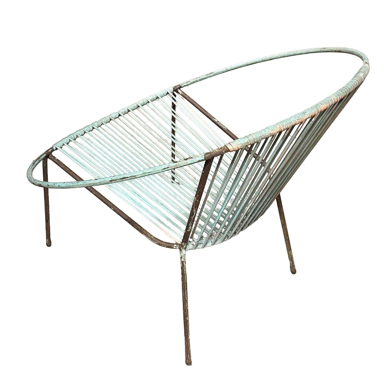 Mid-Century Iron and Rubber Cord Loop Outdoor/Patio Chair by Salterini, Pair - 4