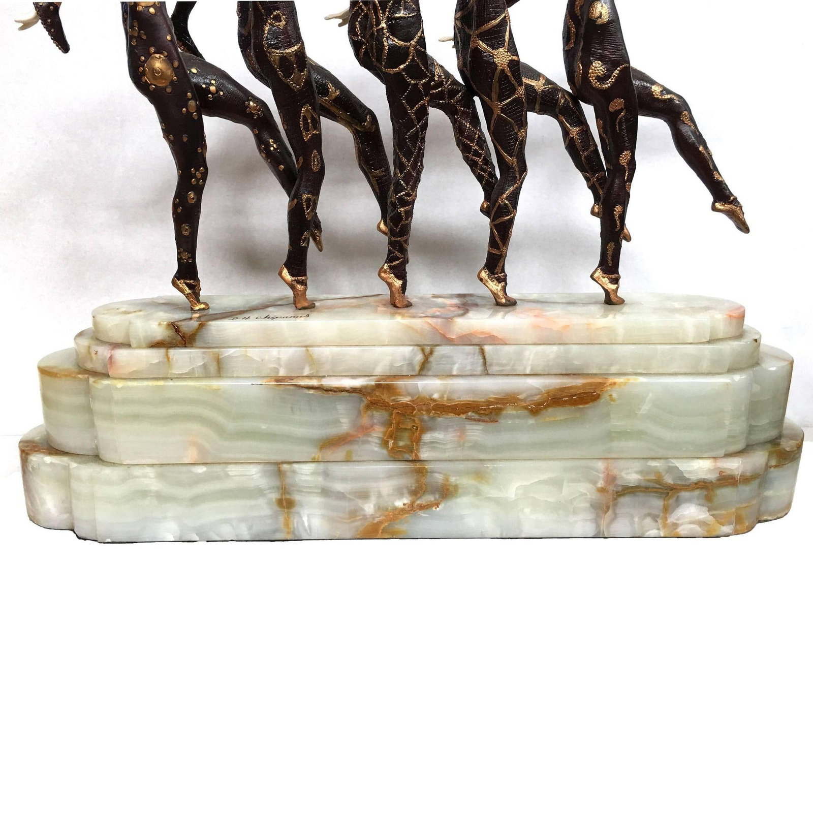 Large Art Deco Sculpture of Five Chiparus Style Dancers with a Marble Base - 4