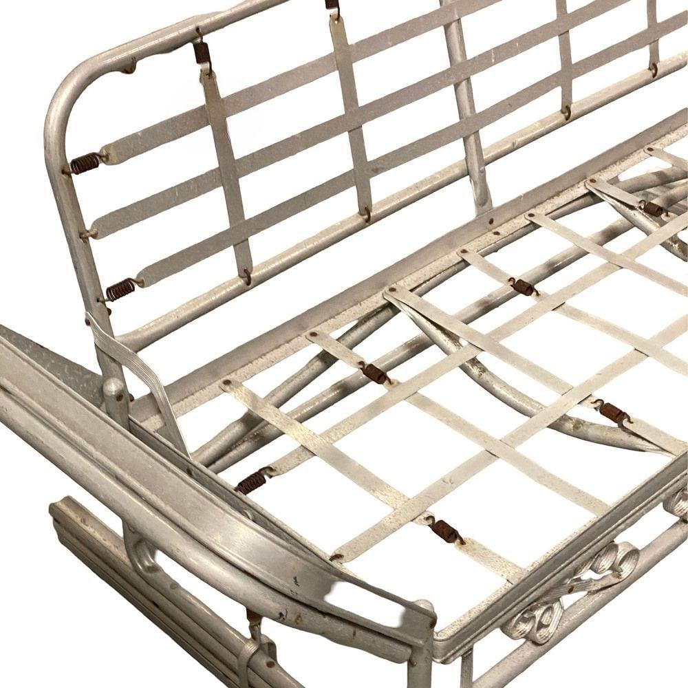 Mid-century Aluminum Patio/Outdoor Sofa Lounge/Daybed w/ Scrolling Base - 4