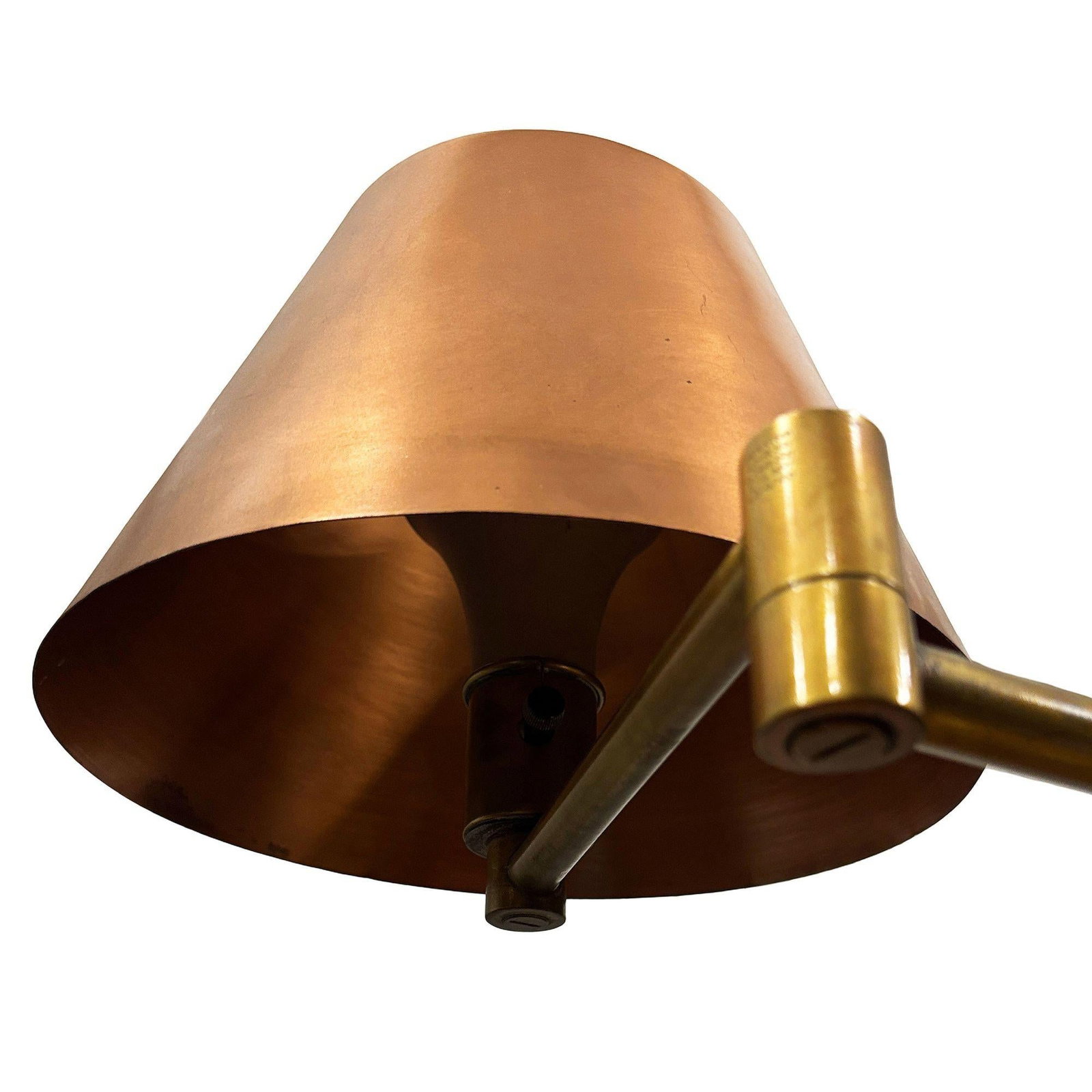 Art Deco Copper & Brass Machine Age Swing-Arm Reading Table Lamp - 2