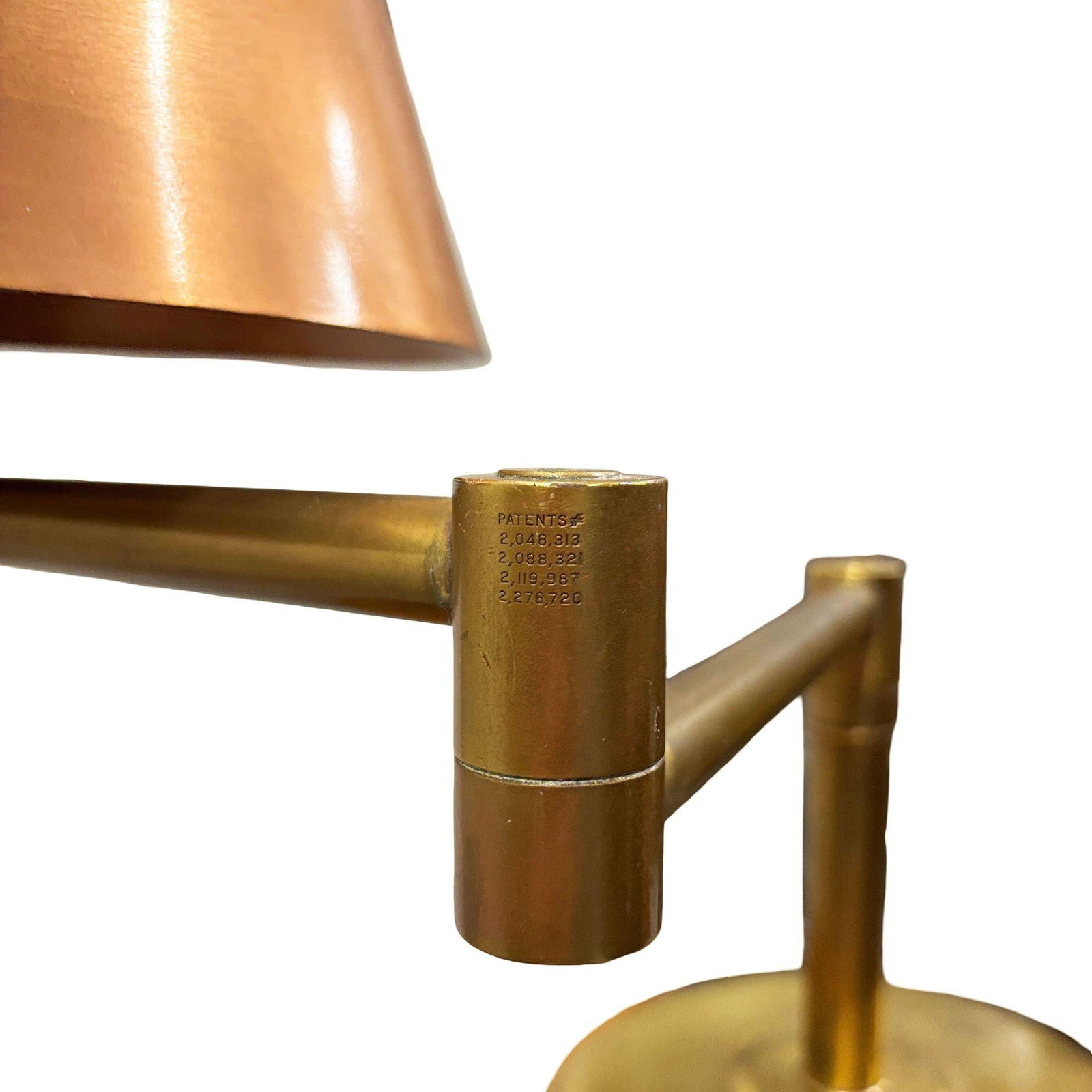 Art Deco Copper & Brass Machine Age Swing-Arm Reading Table Lamp - 3