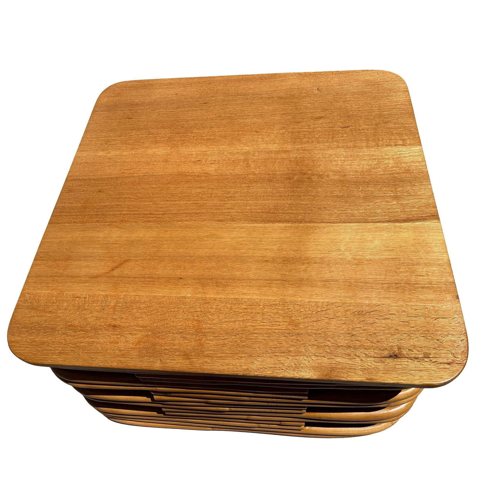 Restored MCM Stacked Rattan Coffee Table w/ Rattan Wrapped Mahogany Top - 2
