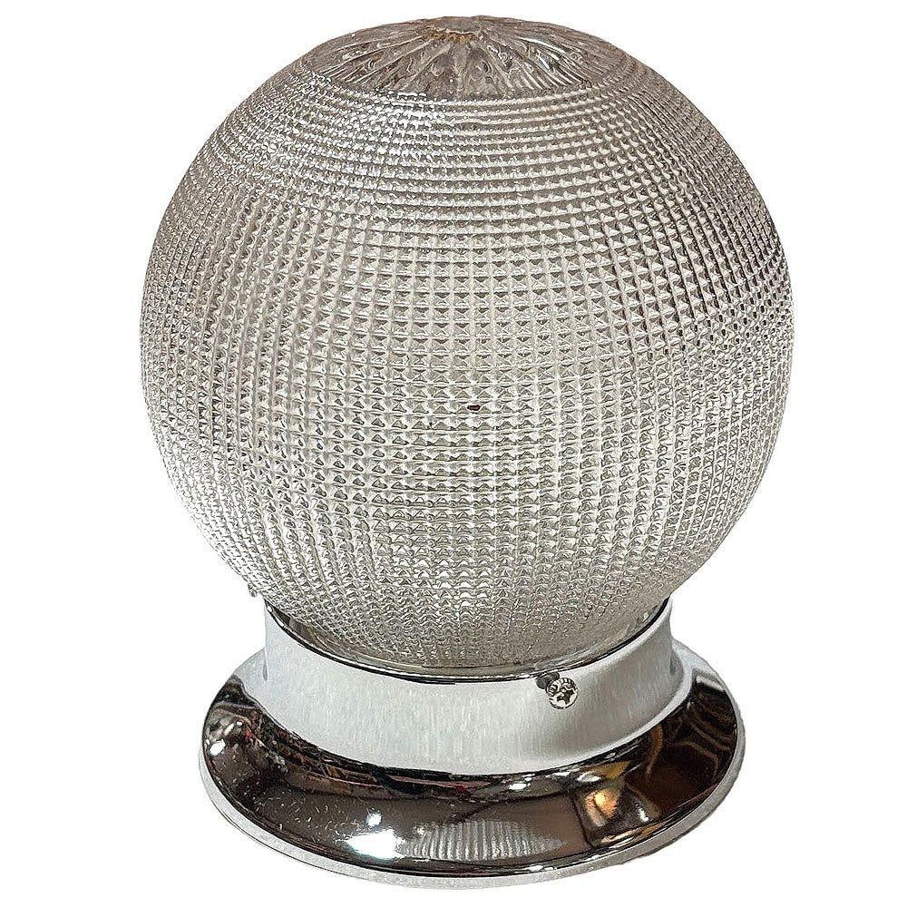Mid-century Holophane Glass Globe Pendant Light w/ Chromes Steel Fitter - 2