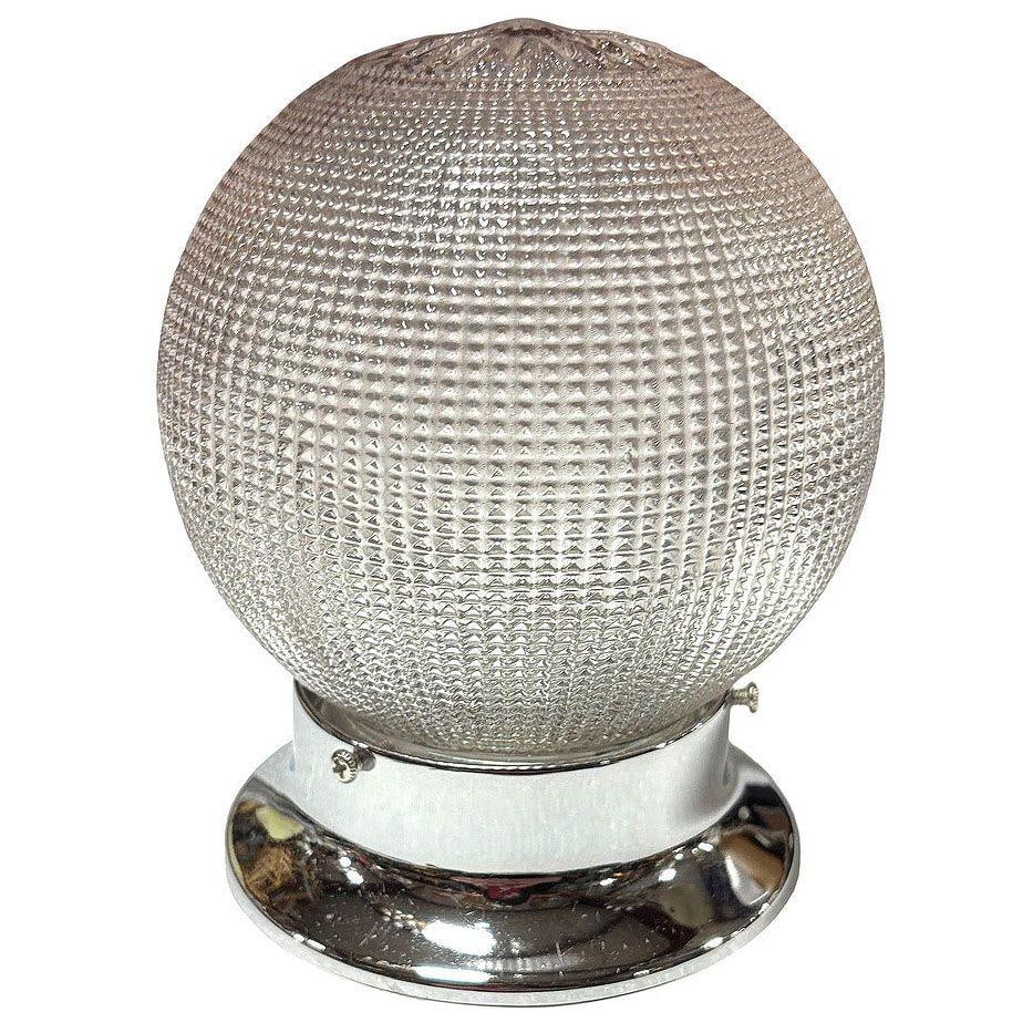 Mid-century Holophane Glass Globe Pendant Light w/ Chromes Steel Fitter - 4