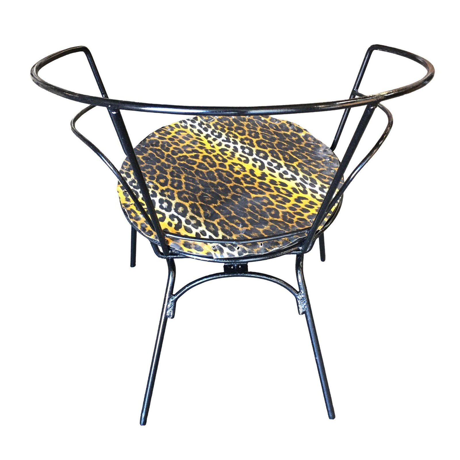Atomic Age Iron Wire Side Armchair w/ Leopard Print Seat, Pair - 3