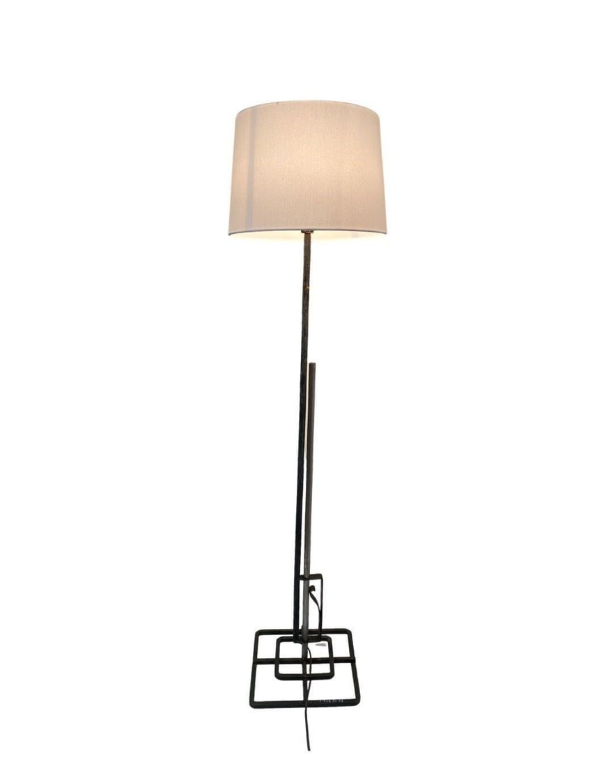 Late Mission Wrought Iron Adjustable Floor Lamp w/ Shade - 2