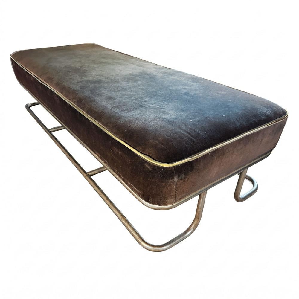 Art Deco "Steamer" Chromed Steel & Velvet Lounge/Daybed by Kem Weber for Lloyd - 5