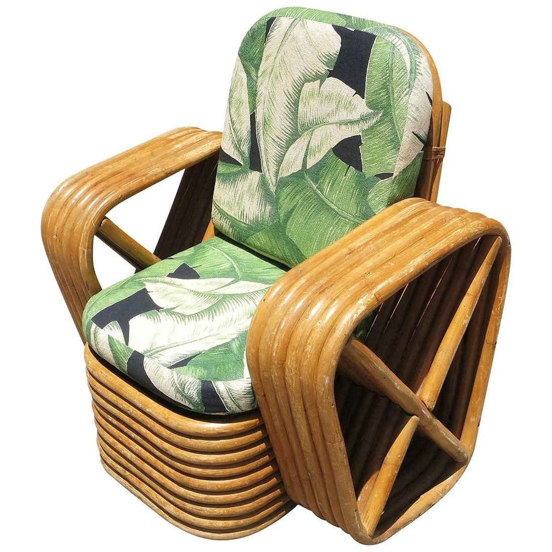 Restored Paul Frankl Square Pretzel Rattan Children's Lounge Chair - 2
