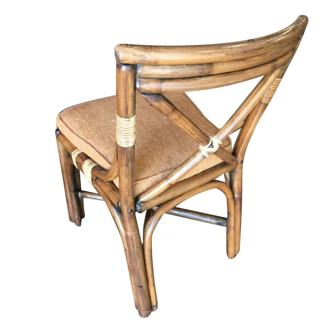 Restored Mid-Century Rattan Dining Side Chairs W/ "X" Back, Set of 4 - 4