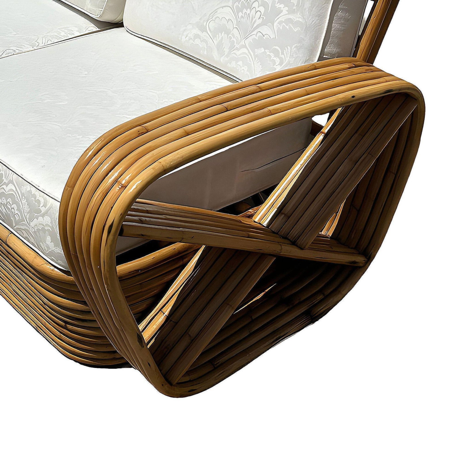 Restored Frankl Style Rattan Six-Strand Square Pretzel 3-Seater Sectional Sofa - 5