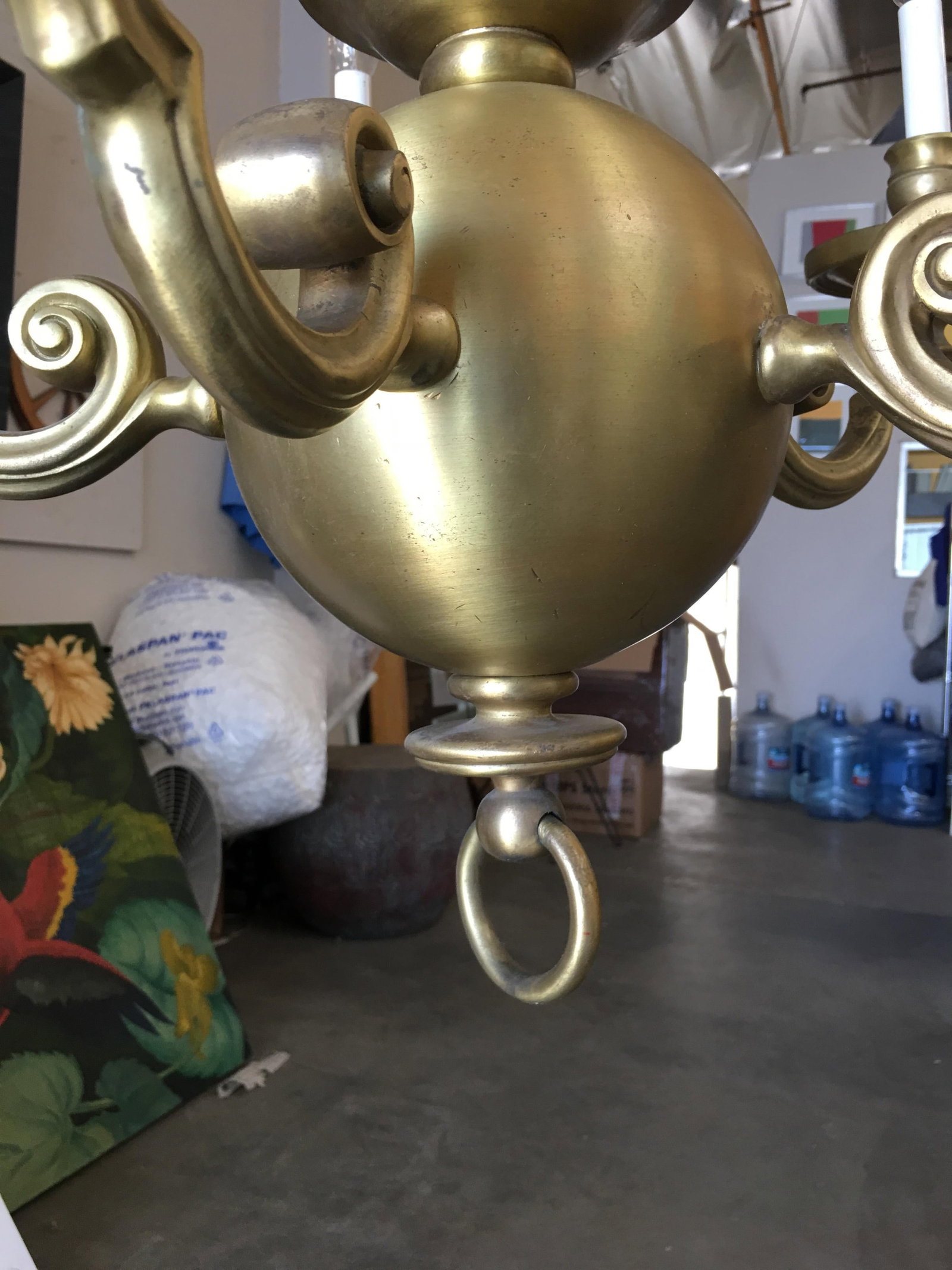 English Georgian Style Solid Brass 5-Arm Chandelier - 3