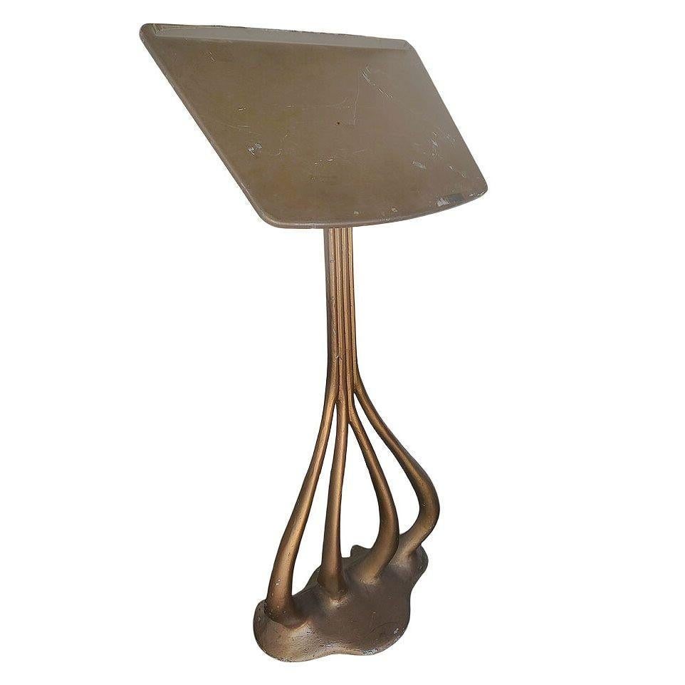 French Art Nouveau Cast Aluminum Music Book Stand in Gaudi Style, 2 Available - 2