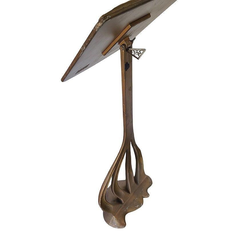 French Art Nouveau Cast Aluminum Music Book Stand in Gaudi Style, 2 Available - 4