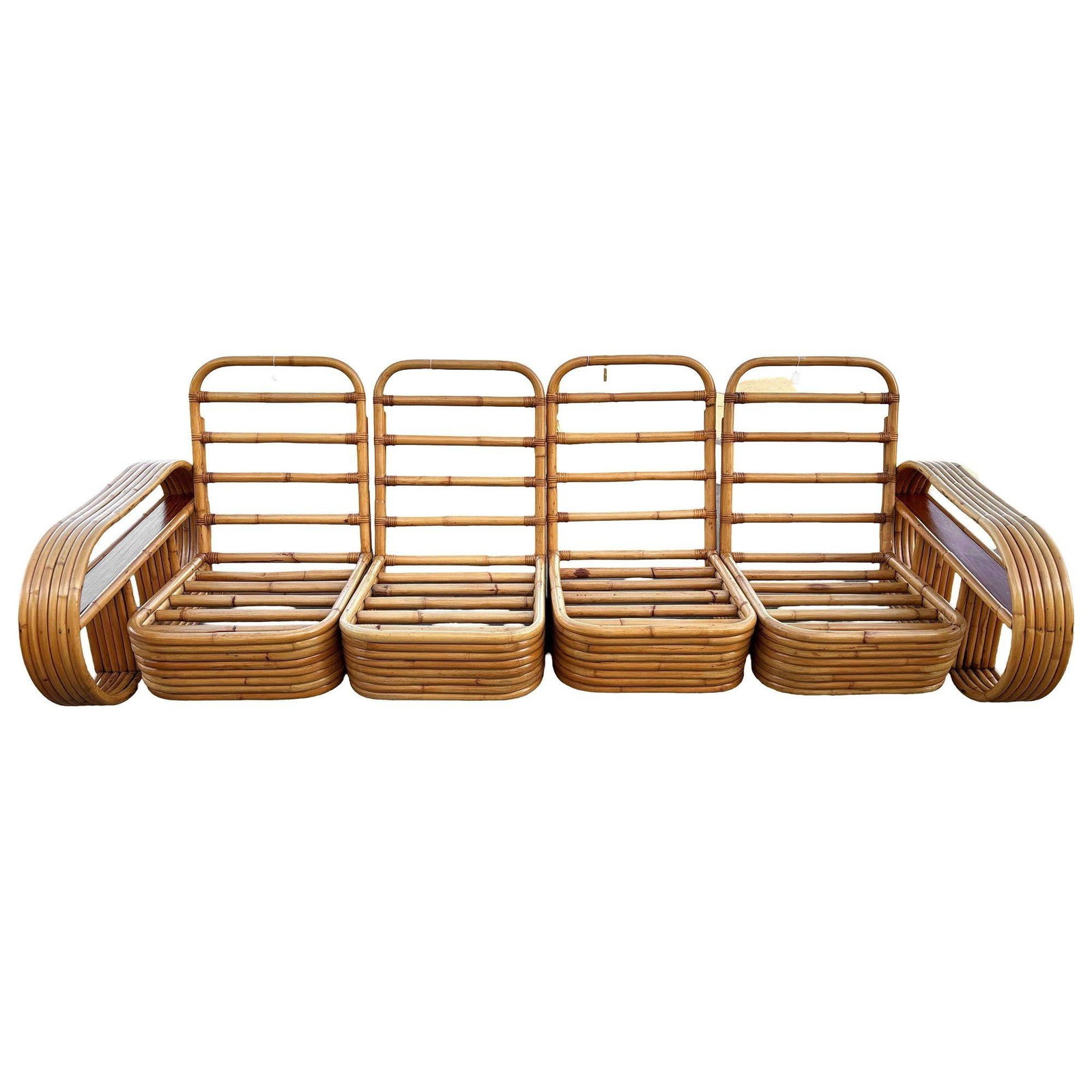 Restored Rattan Six-Strand Shelf Arms Sofa and Chair Set - 5
