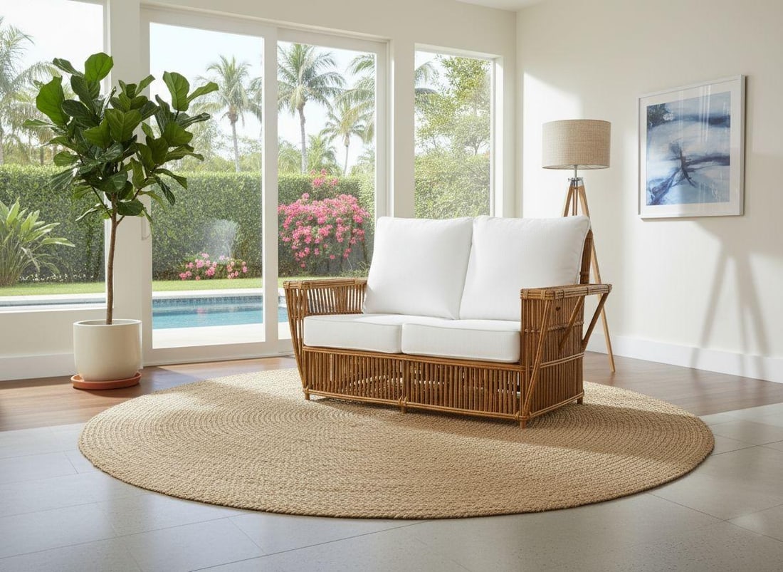 Presidents Stick Reed Rattan 2-Seat Settee Sofa - 5