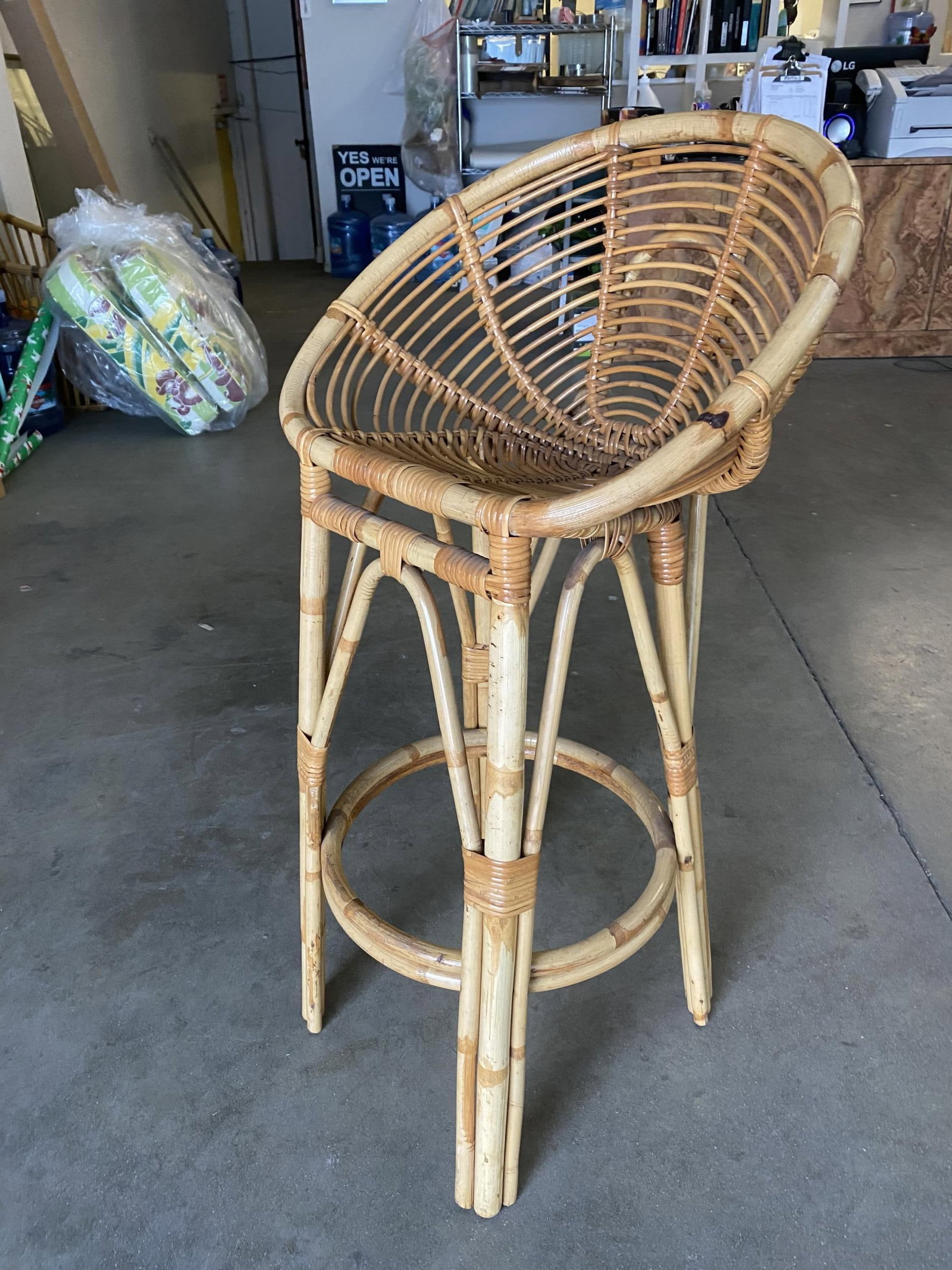 Restored Stick Rattan Bar Stools in the Manner of Albini, Pair - 2