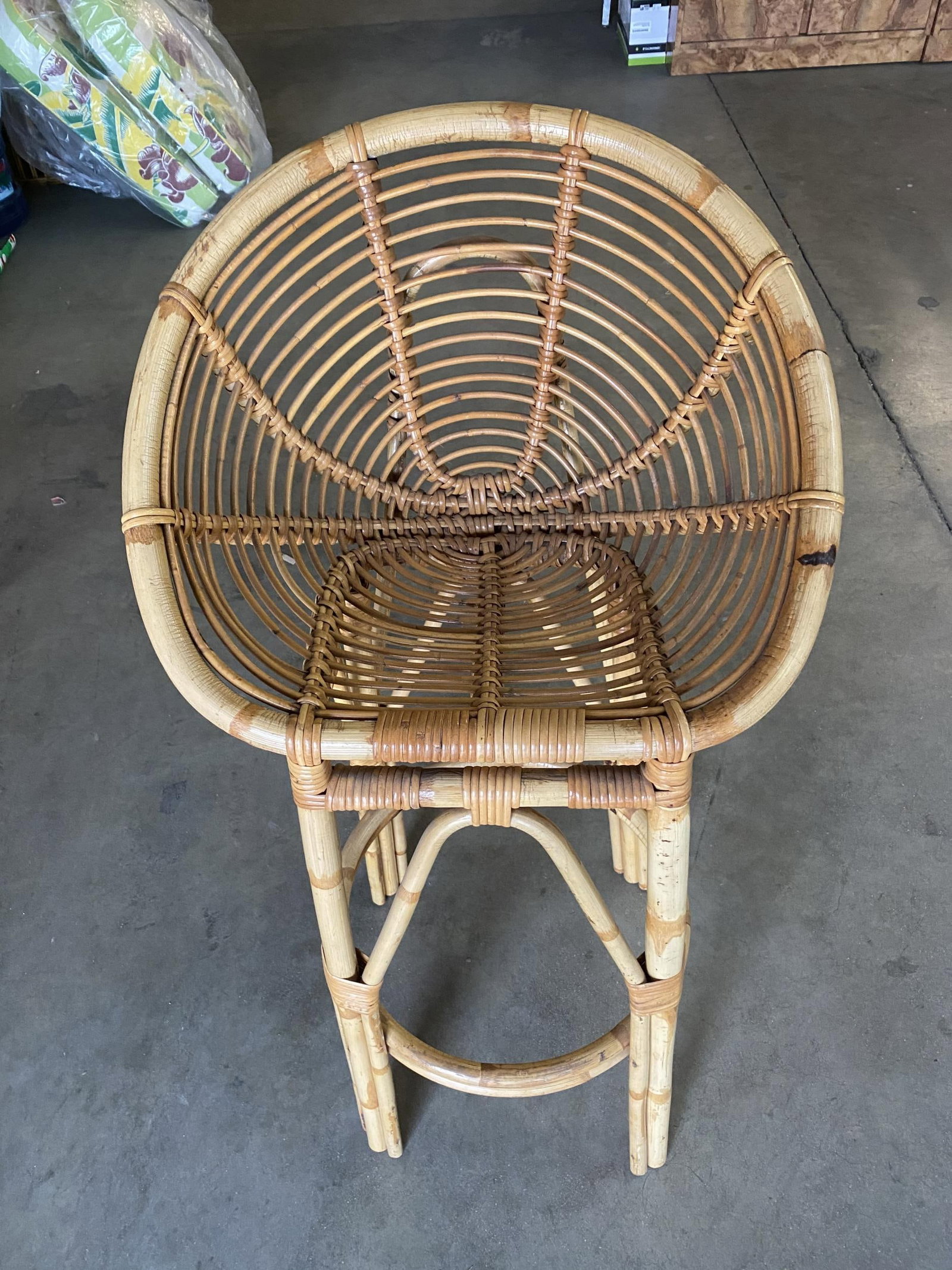 Restored Stick Rattan Bar Stools in the Manner of Albini, Pair - 5