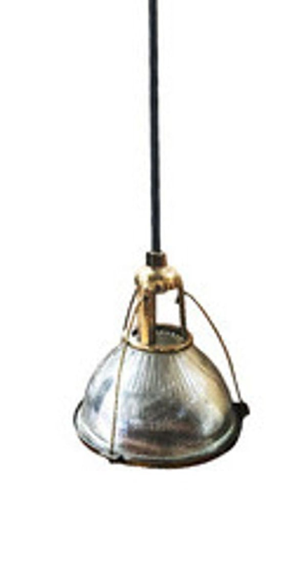 Rare Brass Plated Holophane Industrial Hanging Pendant Light - 2