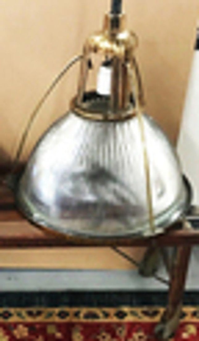Rare Brass Plated Holophane Industrial Hanging Pendant Light - 3