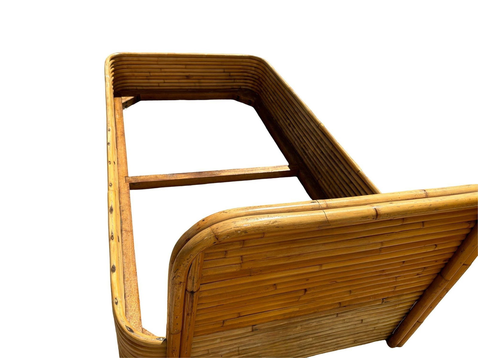 Restored Paul Frankl Style Mid-Century Stacked Rattan Bed Single Size Bed Frame - 5
