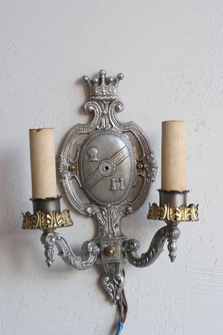 Edwardian Aluminum Crest Wall Sconce - 2