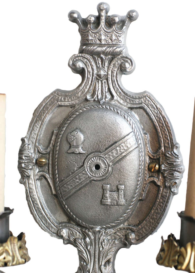 Edwardian Aluminum Crest Wall Sconce - 3
