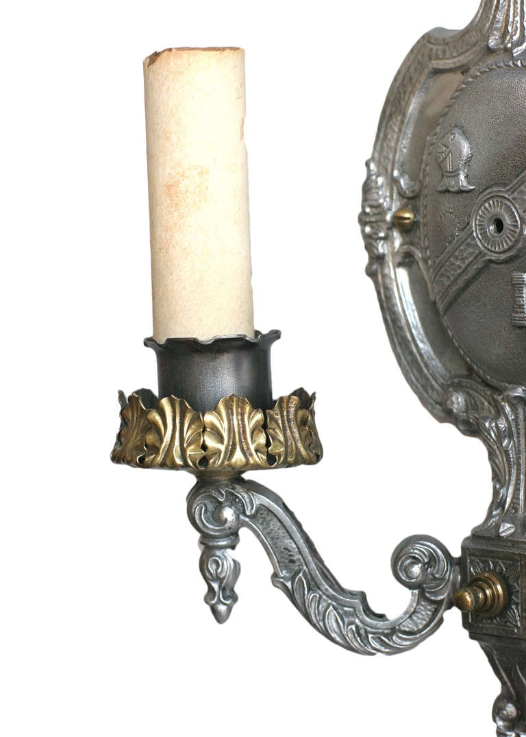 Edwardian Aluminum Crest Wall Sconce - 4