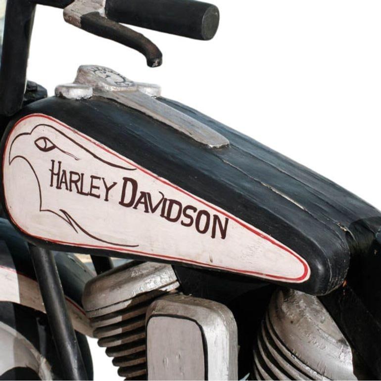 Vintage Life-Sized Folk Art Harley Davidson Motorcycle Sculpture - 3