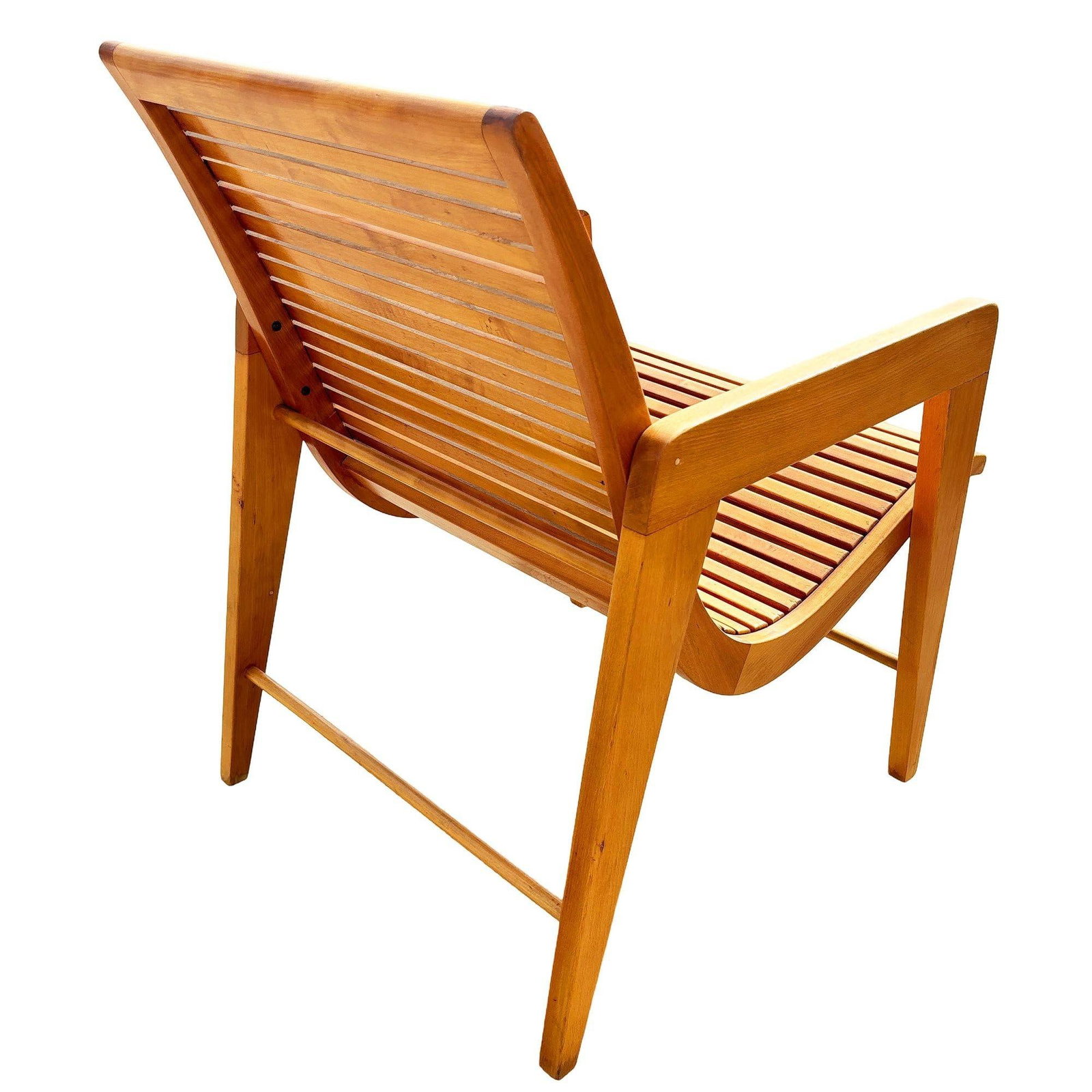 Bespooke Scandinavian Modern Blonde Slat Wood "Staple" Arm Lounge chair - 2