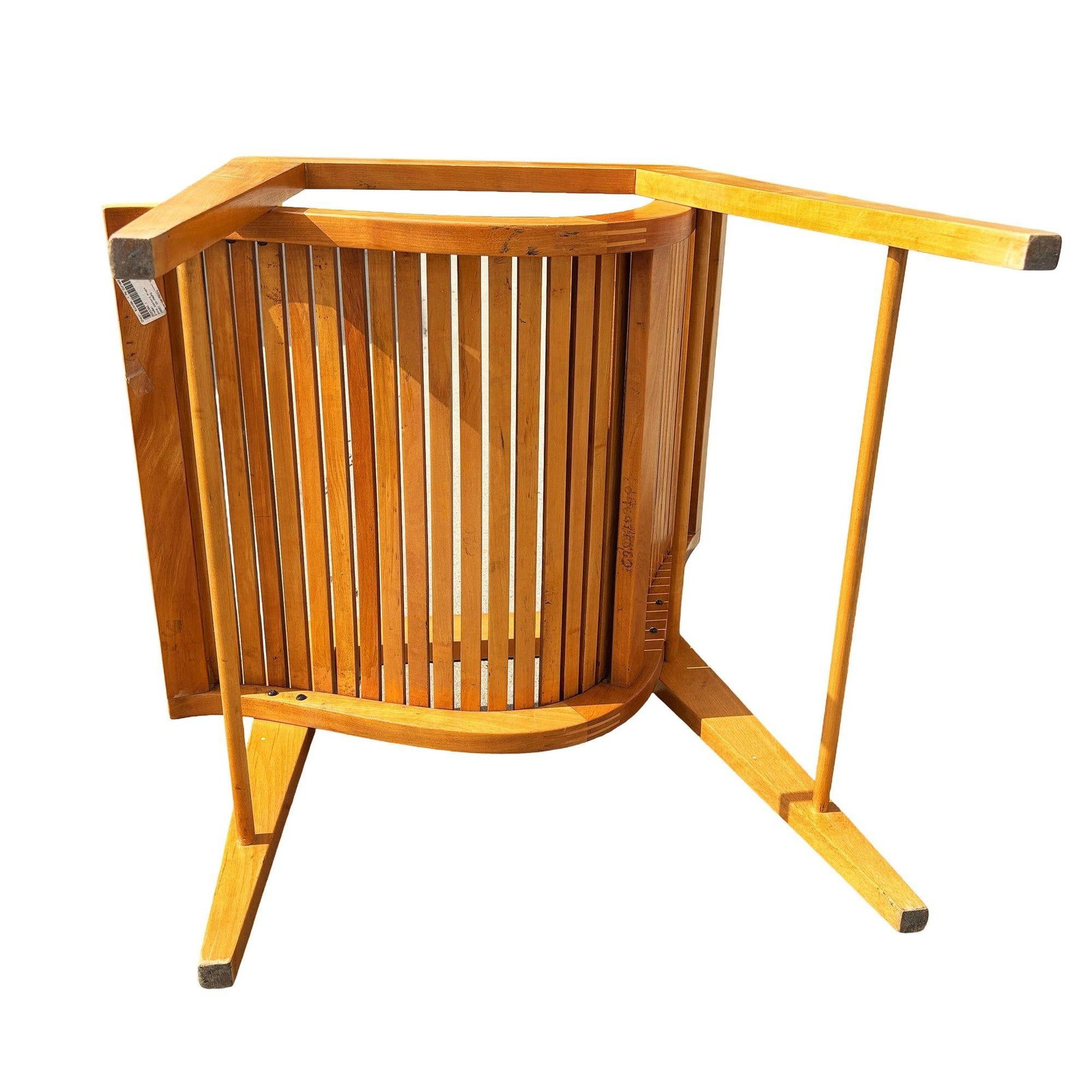 Bespooke Scandinavian Modern Blonde Slat Wood "Staple" Arm Lounge chair - 3