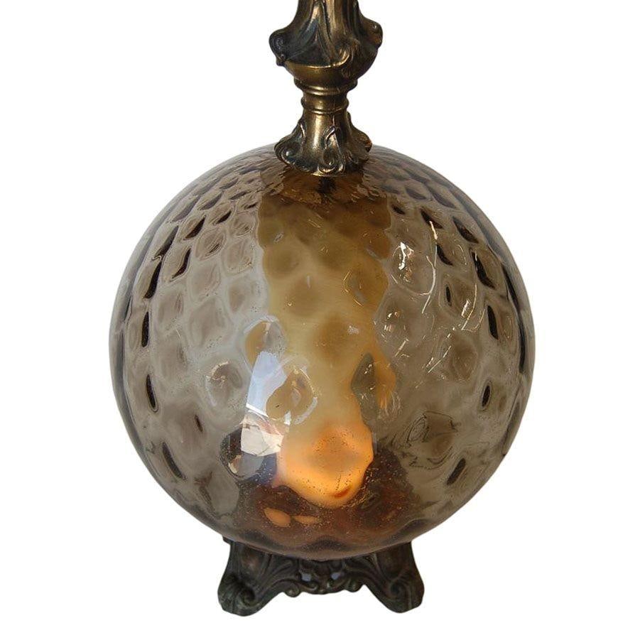 Hollywood Regency Smoked Bubble Glass Table Lamps Inner Glowing Accent Light - 3