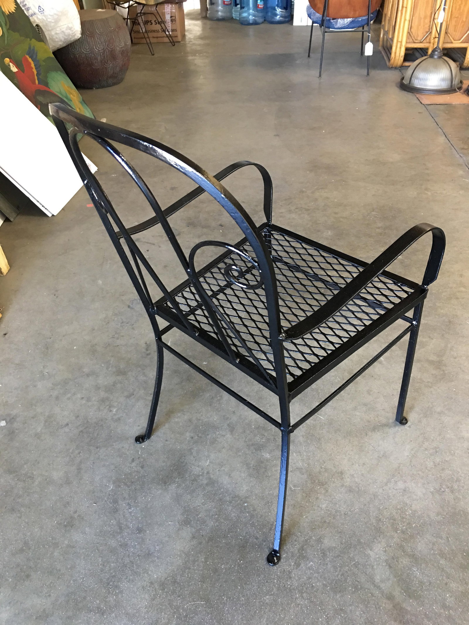 Iron Outdoor Patio Cafe Chair w/ Scrolling Back Iron , Pair - 3