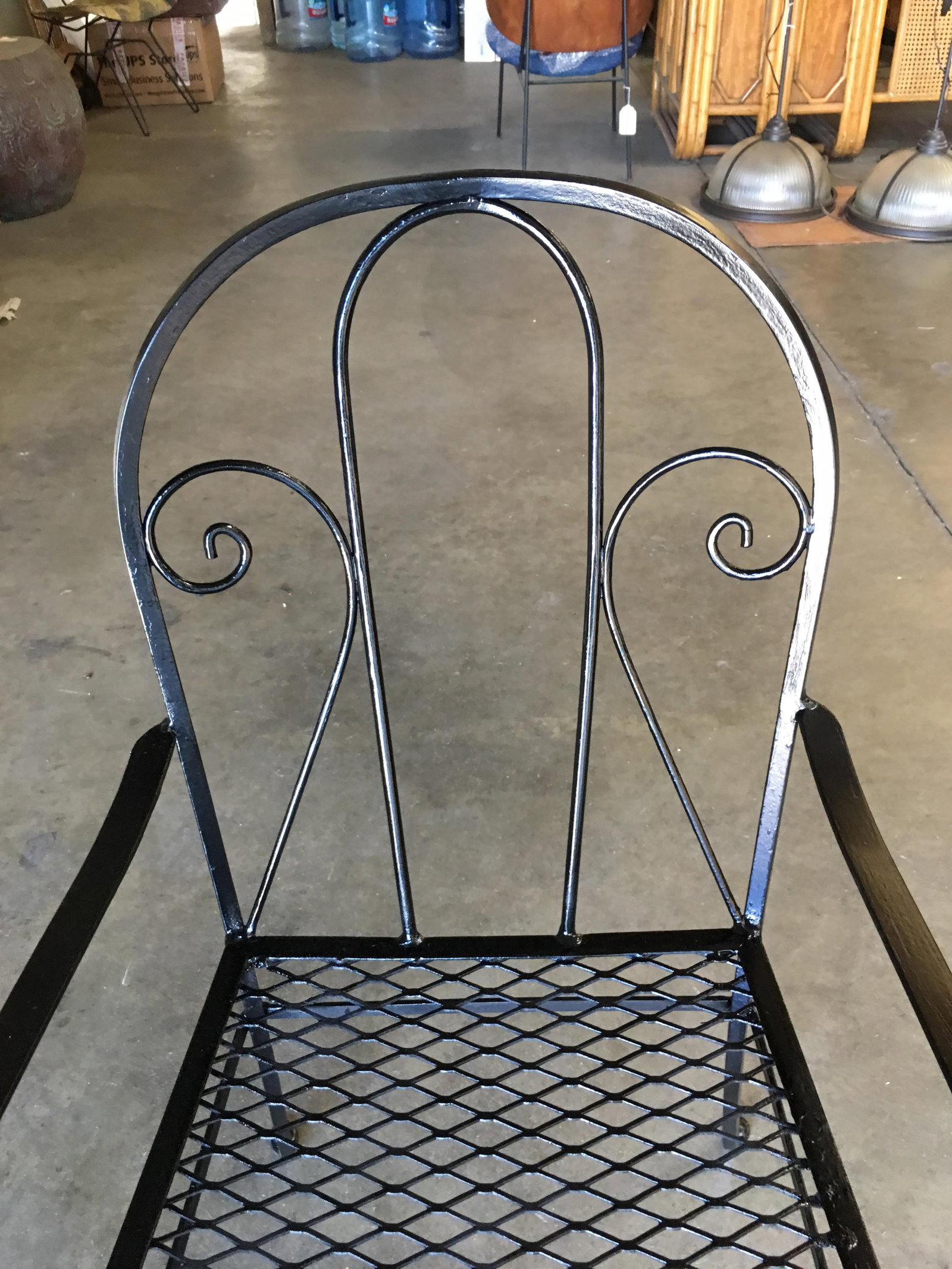 Iron Outdoor Patio Cafe Chair w/ Scrolling Back Iron , Pair - 5