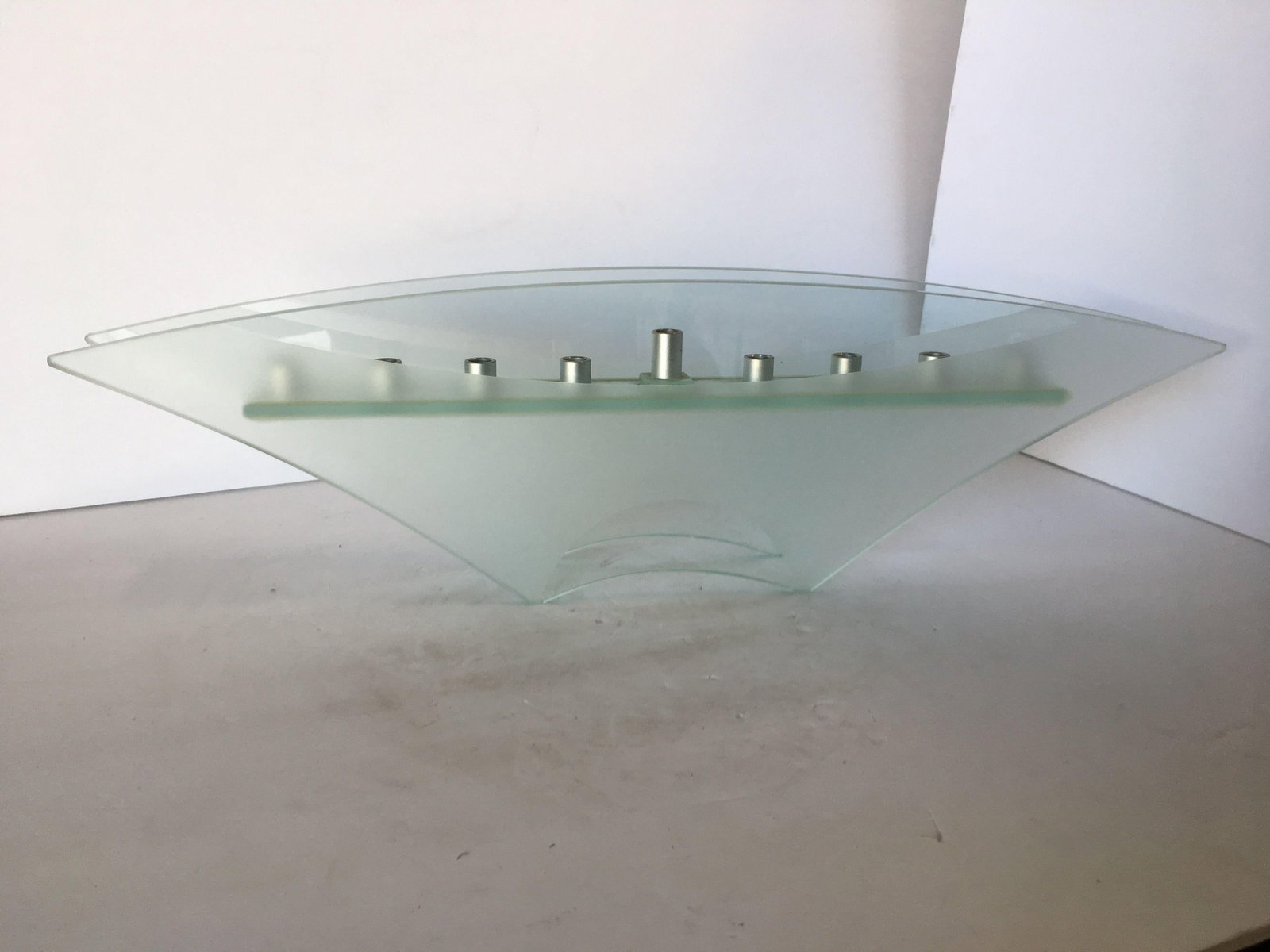 Frosted Art Glass Mantelpiece Candelabra - 2