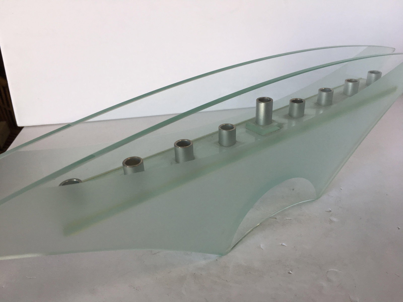 Frosted Art Glass Mantelpiece Candelabra - 3
