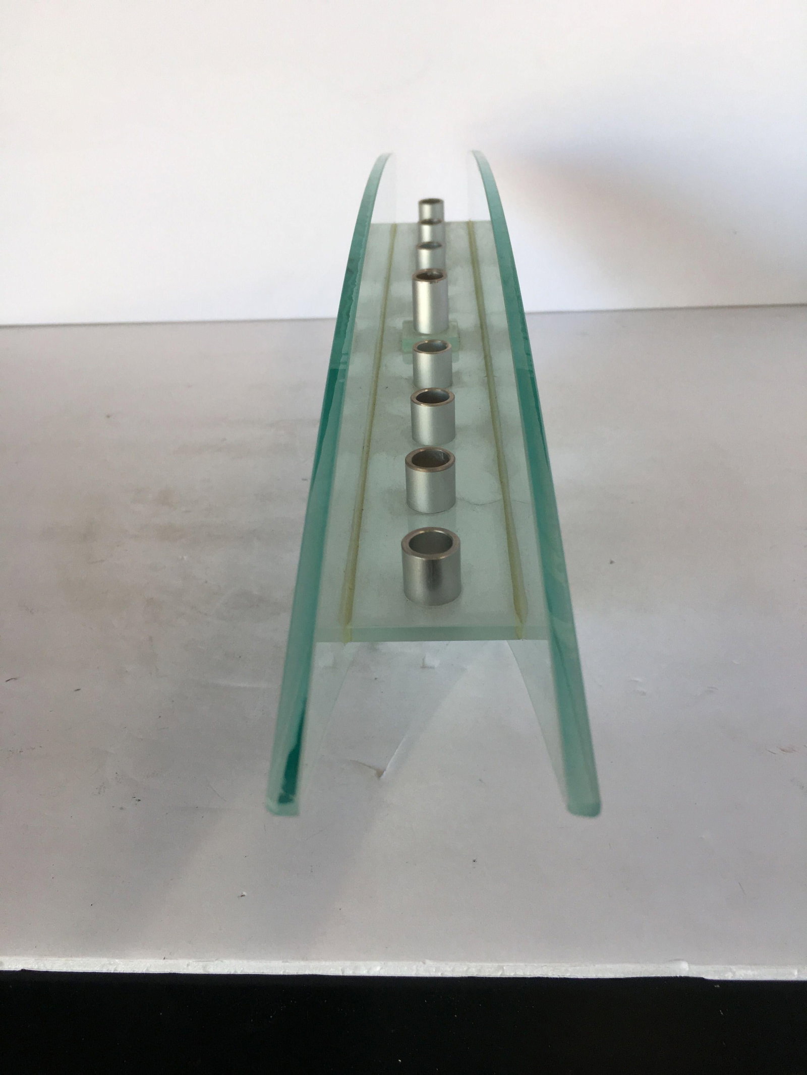 Frosted Art Glass Mantelpiece Candelabra - 4