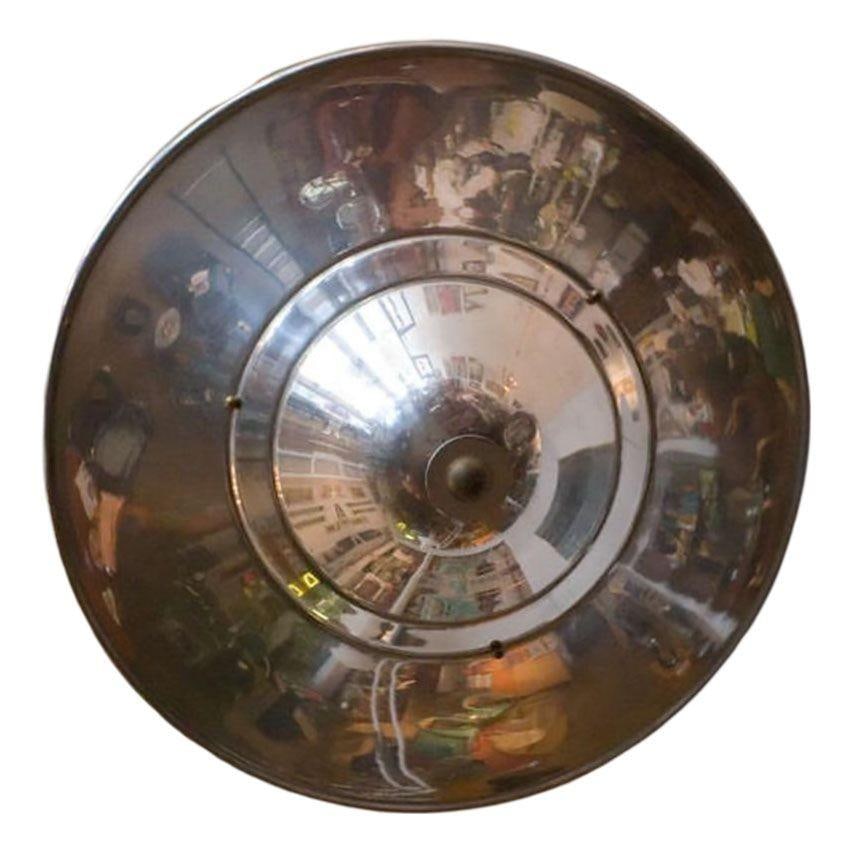 Streamline Art Deco Chrom Steel Saturn Saucer Ceiling Pendant Lamp, Pair - 5
