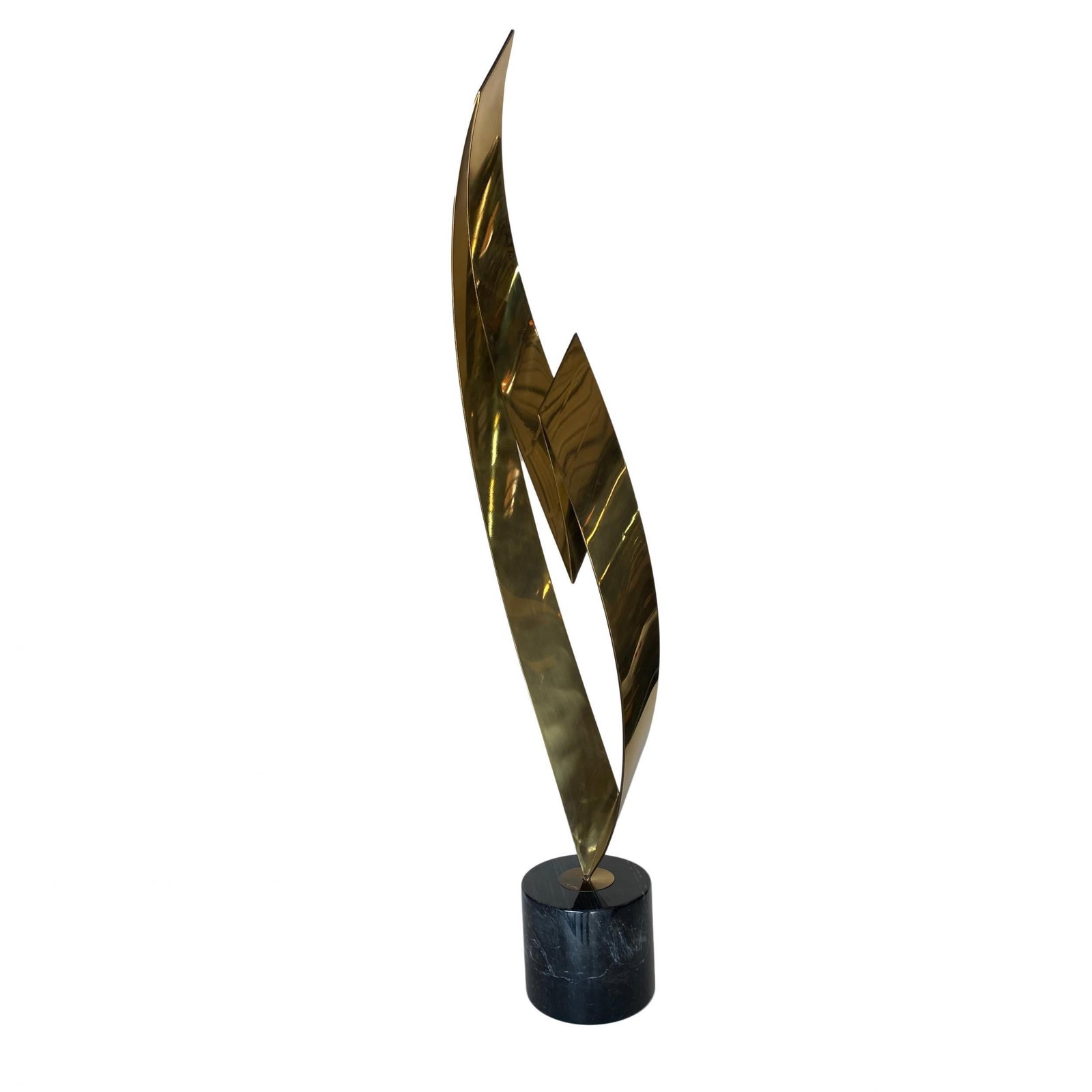 Brass and Marble Abstract "Eternal Flame" Sculpture by Curtis Jere for Artisan H - 3