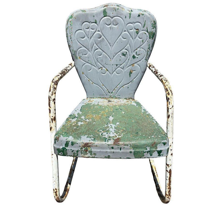 Mid-century Steel Scrolling Springer Patio Outdoor Lounge Chair - 2