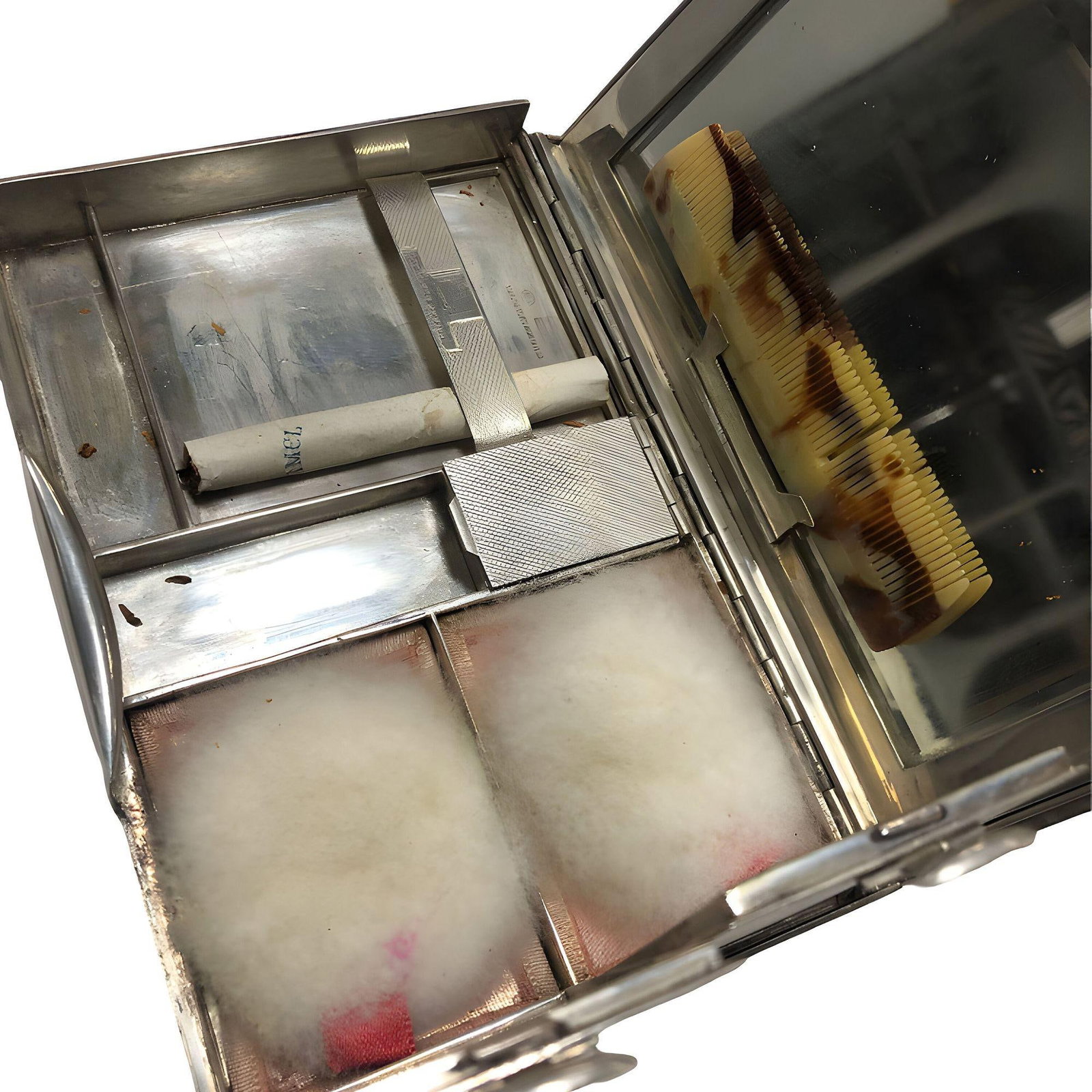 Italian Sterling Silver Cigarette & Makeup Case by Staldar - 3